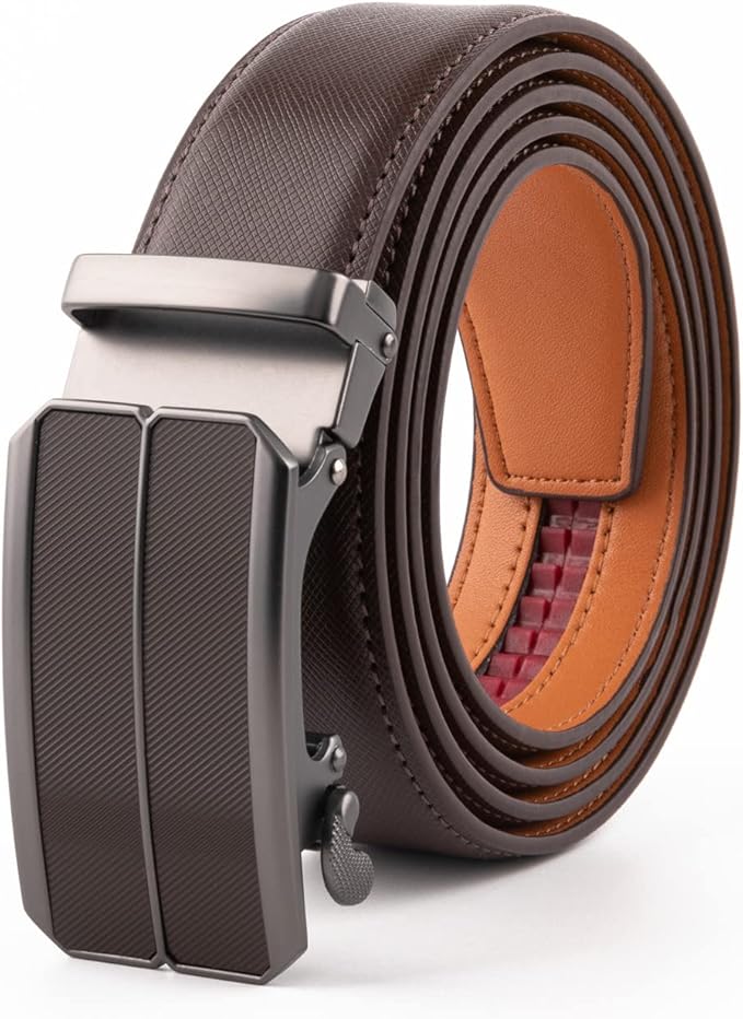 Fabio Valenti Mens Belt,Ratchet Belt Dress with 1 3/8" Genuine Leather with Easier Adjustable Buckle, Trim to Fit