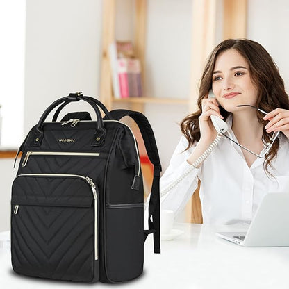 VANKEAN 17 Inch Laptop Backpack for Women Fashion Computer Work Bag, Large Capacity Waterproof Backpack, College Daypack Business Travel, Black