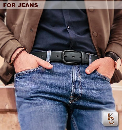 KEMISANT Men Belt-Genuine Leather Belt for Men Dress Casual Golf Jeans 1 3/8"