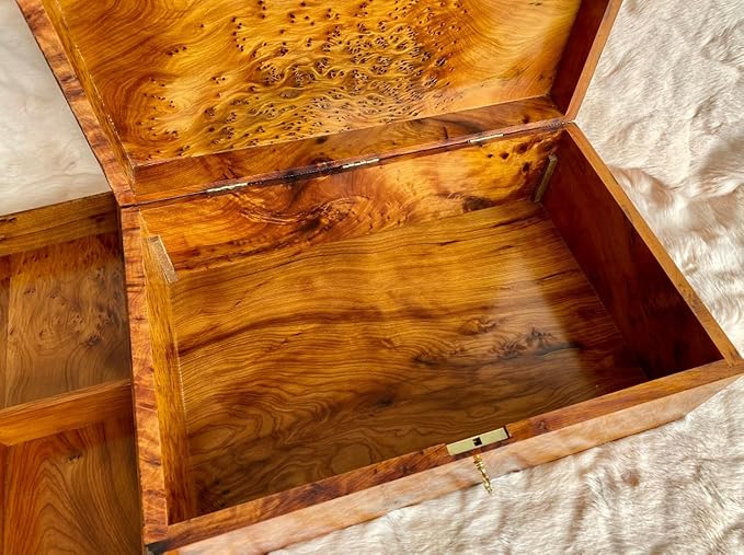 Hand Carved Wooden Multipurpose Keepsake Jewelry Decorative Art Box Storage Organizer (Large wood Box,Antique) (X-Large With Lock)