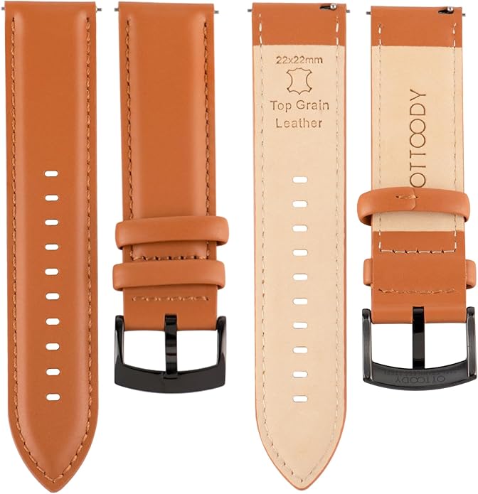 OTTOODY Leather Watch Bands Quick Release, Elegant Top Grain Leather Watch Straps for Men & Women, Choice of Color & Width - 18mm, 19mm, 20mm, 21mm or 22mm Wristbands Bracelet for Watch & Smartwatch