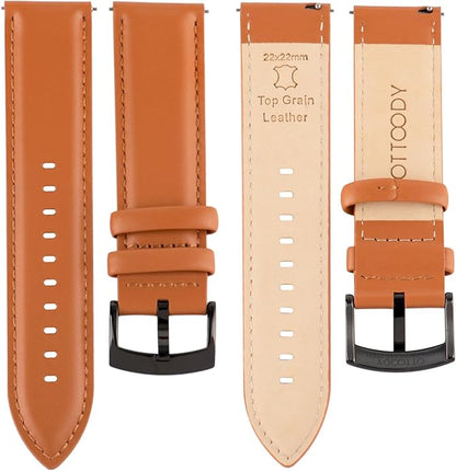 OTTOODY Leather Watch Bands Quick Release, Elegant Top Grain Leather Watch Straps for Men & Women, Choice of Color & Width - 18mm, 19mm, 20mm, 21mm or 22mm Wristbands Bracelet for Watch & Smartwatch
