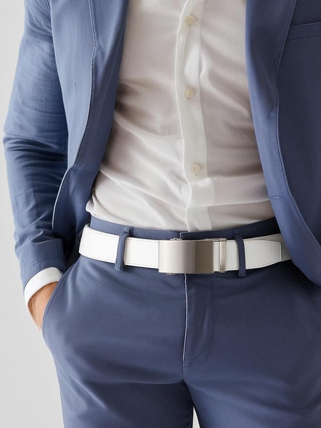 MILORDE Men's Leather Ratchet Belt - 35mm - Customizable Fit