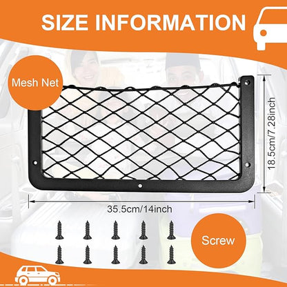 Frienda 4 Pcs Car Storage Net Bag, ABS Plastic Framed Mesh Net Holder, Phone & Cargo Organizer with Screws for Auto, Rv, Boat, Truck Pocket Storage (14 x 7.3 Inch)
