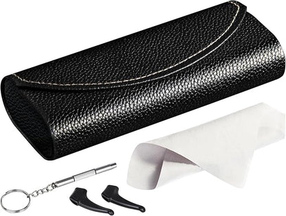 RayLove Ultimate Glasses Case Kit, Hard Shell Sunglasses and Eyeglass Case with Cleaning Cloth, Screwdriver, Ear Hooks