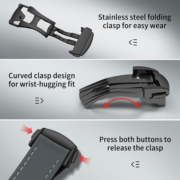 ULLCHRO Watch Strap Watch Band 20mm 22mm Man Waterproof Quick Release Bands Sport Replacement Strap Soft FKM Rubber Watchband