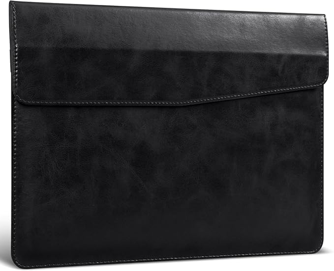 14 Inch Leather Laptop Sleeve for MacBook Pro 14 Inch M5 M4 M3 M2 M1 Pro/Max Case,Premium Protective Case Cover with Magnetic Closure-Vintage Black