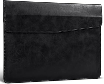 14 Inch Leather Laptop Sleeve for MacBook Pro 14 Inch M5 M4 M3 M2 M1 Pro/Max Case,Premium Protective Case Cover with Magnetic Closure-Vintage Black