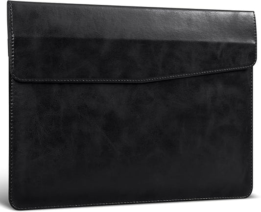 13 Inch Leather Laptop Sleeve Compatible with MacBook Neo 13" 2026 & MacBook Air/Pro 13" (M5/M4/M3/M2/M1, 2025-2018), Magnetic Buckle Closure Protective Case Cover,Black