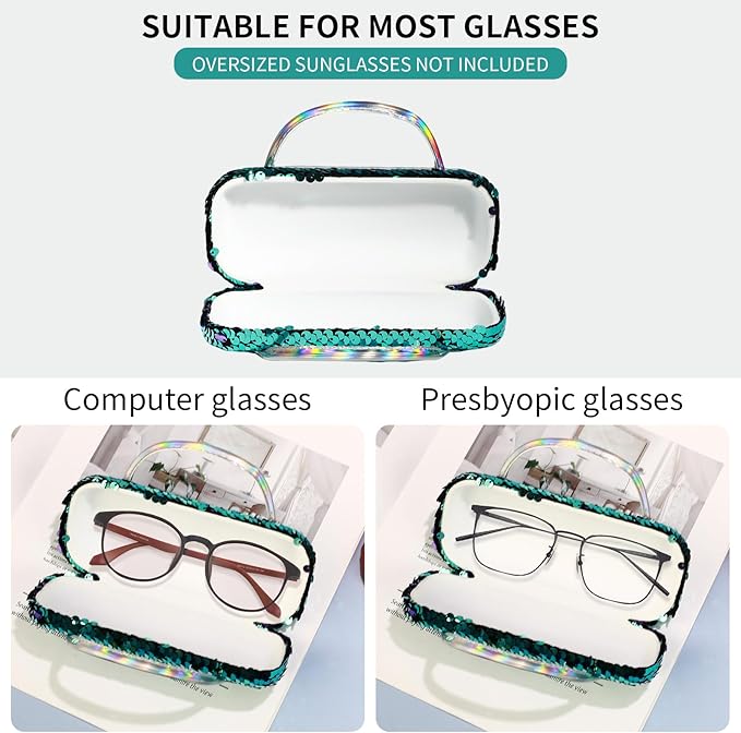 PERFECTSIGHT Hard Shell Eyeglasses Case, PU Leather Protective Glasses Case, Cute Eyeglass Case for Women Men Girls