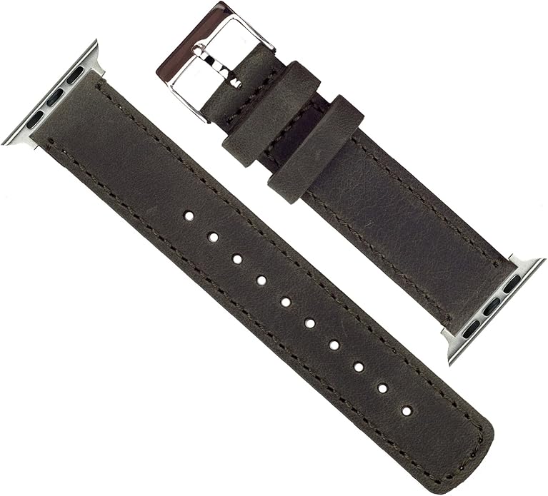 BARTON WATCH BANDS - Top Grain Leather Watch Bands Compatible with Apple Watch Models - 1, 2, 3, 4, 5, 6, 7, 8, 9, 10, SE, Ultra & Ultra 2