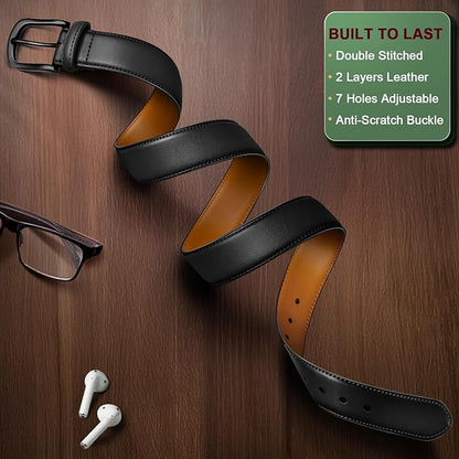 KEMISANT Men Belt-Genuine Leather Belt for Men Dress Casual Golf Jeans 1 3/8"