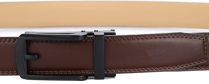 Tonywell Mens Leather Ratchet Belts with Click Buckle Perfect Fit Dress Belt 30mm Wide