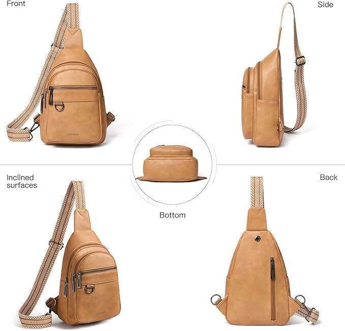 Leresas 7L Sling Bag for Women Men Vegan Leather Crossbody Bags Fanny Pack Purse Backpack Over Shoulder Bag Travel Anti Theft