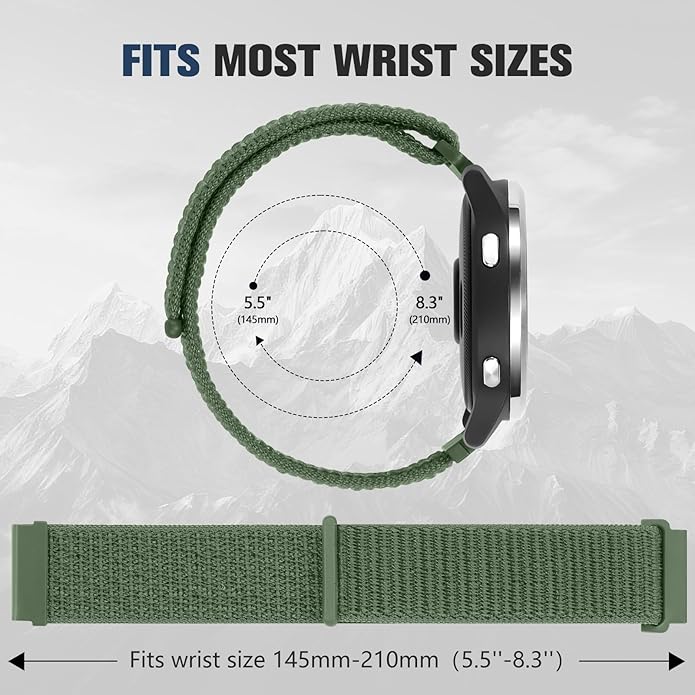 18mm 20mm 22mm Hook and Loop Watch Band Compatible with Garmin Vivoactive 5/ Vivoactive 6/ Vivoactive 3, Soft Nylon Breathable Sport Strap for Venu 2S/ Venu3S/ Forerunner 265s,Venu 3/ Venu 2 Men Women