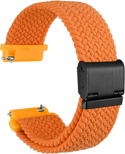 WOCCI 19mm Braided Nylon Watch Band for Men and Women, Quick Release, Black Stainless Steel Buckle (Orange)