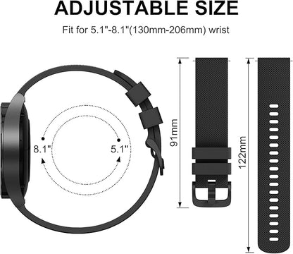 Vanjua 20mm Watch Bands Quick Release Replacement Wristband, 4 Pack Soft Silicone Waterproof Sport Straps Band for Men Women