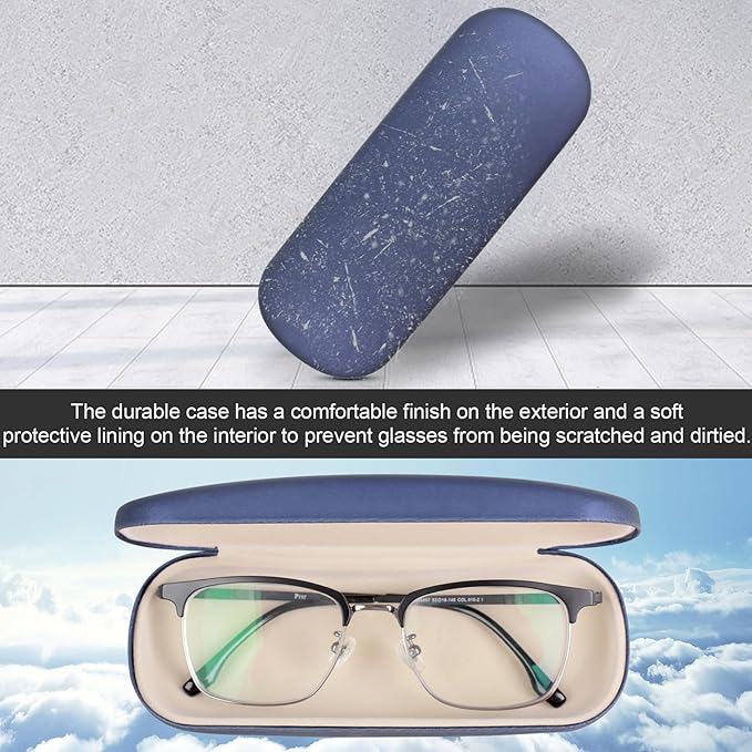 Joyberg Glasses Case, 2 Pack Eyeglass Case with Cleaning Cloth, Glasses Case Hard Shell Fits Most Glasses