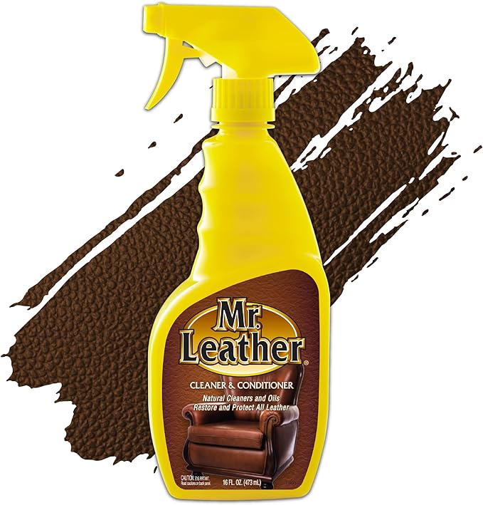 Cleaner and Conditioner - Safe for All Leather & Vinyl - Hydrate and Shine with Water-Repellent Protection for Couches, Car Interior, Shoes, and Bags (16 oz)