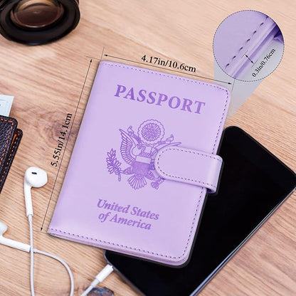 TIGARI Passport Holder for Travel Women Men, PU Leather Waterproof RFID Wallet Cover Case Sleeve, Valentines Day Gifts, Vacation Plane Cruise Travel Document Organizer Essentials