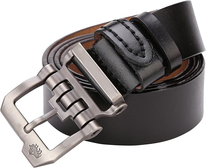 BISON DENIM Men's Belts Leather Dress Genuine Leather Classic Heavy Duty Buckle Belt Casual for Jeans