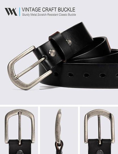 WOLFANT Men's 1.5" Top Full Grain Leather Belt in Gift Box,100% Italian Real Solid Leather