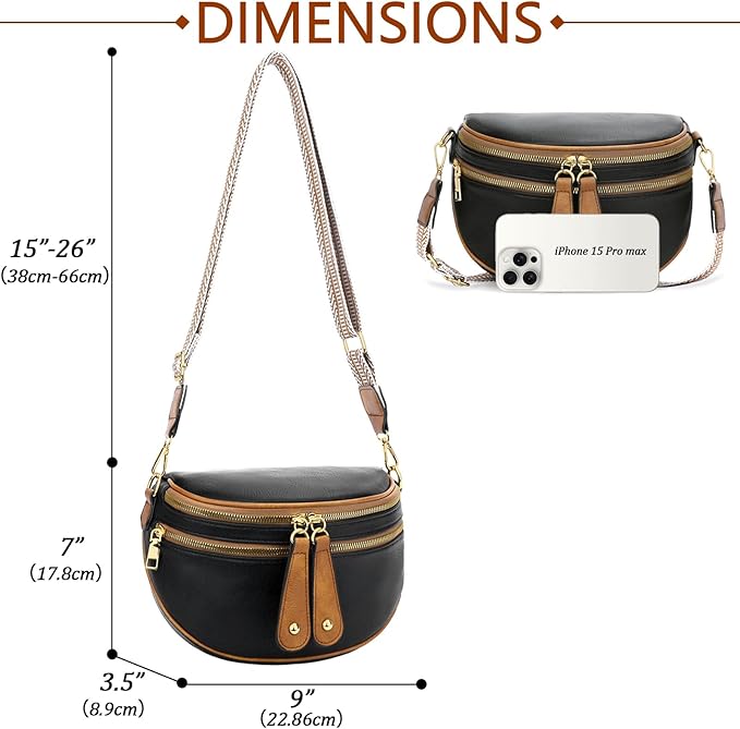 KKXIU Crossbody Sling Bag for Women Trendy Fanny Pack Vegan Leather Chest Bag | Trendy