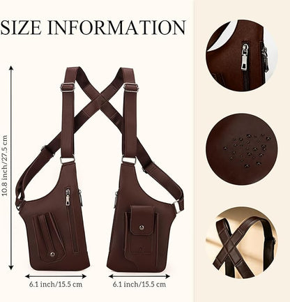 FANNING511 Double Shoulder Armpit Bag for Men Vest Bag Multi Pocket Underarm Pouch for Travel Outdoor Running cycling