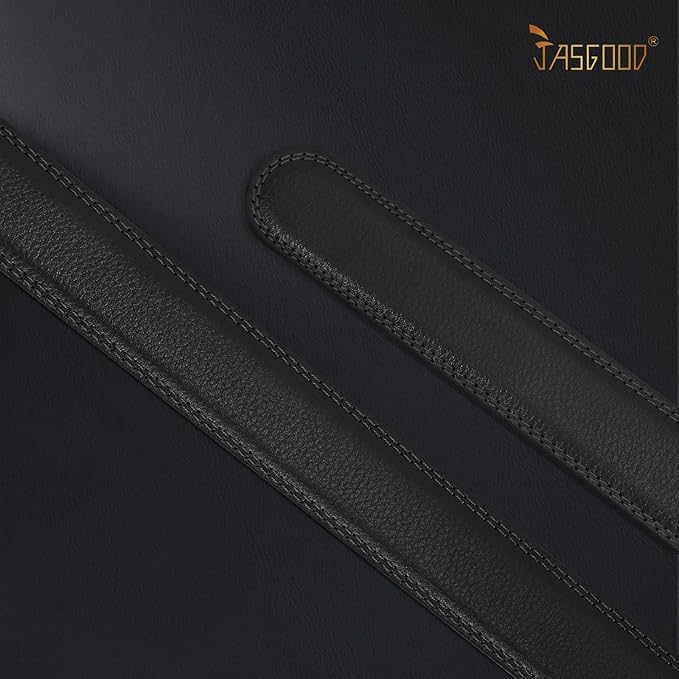 JASGOOD Ratchet Belt Replacement Strap 1 1/8", Leather Belt Strap for 35MM Slide Click Buckle