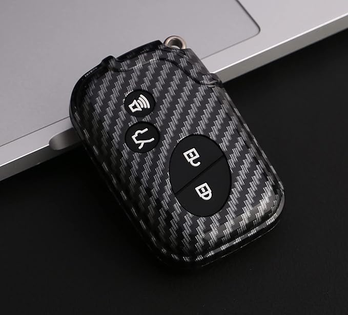 Key Fob Cover Case Fit for 2005-2018 Lexus ES350 GS300 GS350 GS430 GS450h ISC IS250 IS350 LS460 LS600h Keyless Entry Remote Case Holder ABS Carbon Fiber Pattern (Black)