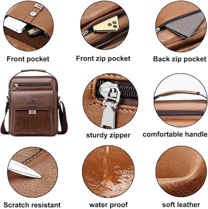 Zipper Buckle Leather Messenger Bag Crossbody Shoulder Bag Vintage Handle Bags | Zipper, Buckle, Leather, Vintage
