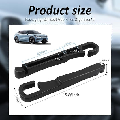 2PCS 3 in 1 Car Seat Gap Filler Organizer with Emergency Hammer,Upgraded Car Seat Gap Plug with Storage Slot & Cars Hook,Versatile in Between Cars Seats Catcher for Gaps Blocking