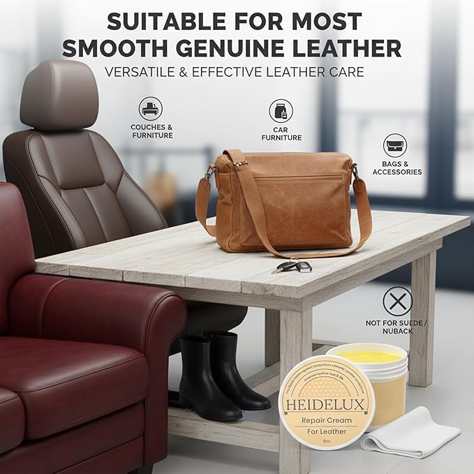Leather Restore Cream – Leather & Furniture Restoration Salve, Leather Scratch Polish Remover, Easy & Fast to Use, Long-Lasting Protector, Conditioner & Cleaner for Couch, Car Seat, Boots