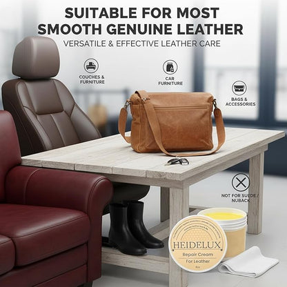 Leather Restore Cream – Leather & Furniture Restoration Salve, Leather Scratch Polish Remover, Easy & Fast to Use, Long-Lasting Protector, Conditioner & Cleaner for Couch, Car Seat, Boots