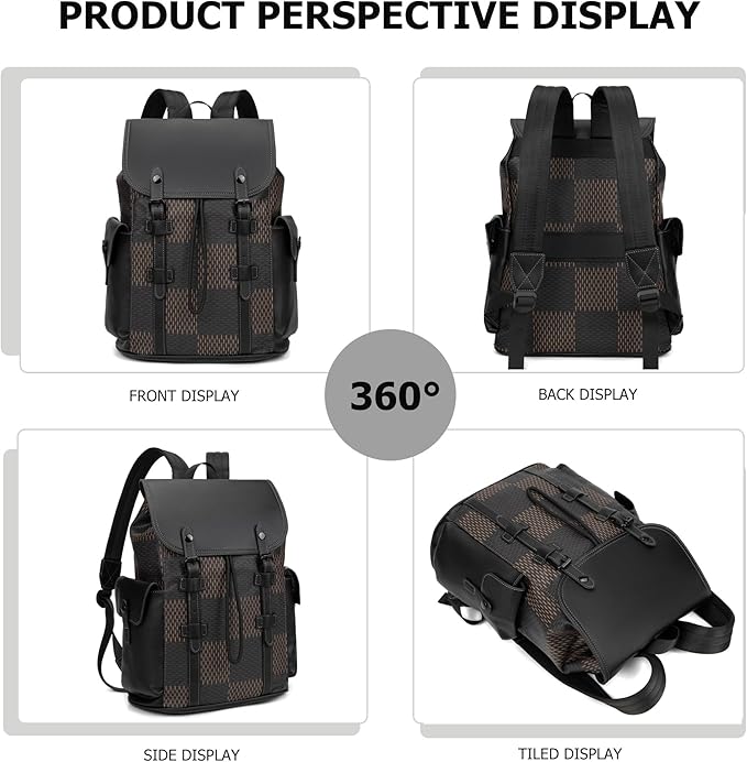 KingTo Laptop Backpack for Men Luxury Anti-Theft Travel Backpack Casual Business Waterproofing Computer Bag (B-Brown)