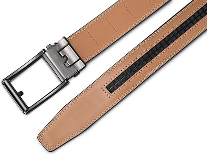 Lingli Men's Belt,Ratchet Dress Belt with Automatic Buckle Brown/Black-Trim to Fit-35mm wide