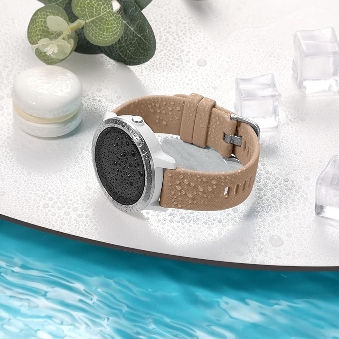 GEAK Compatible with Garmin Vivoactive 5 Watch Bands for Women Men, Silicone 20mm Quick Release Watch Band for Vivoactive 3/Vivoactive 3 Music/Garmin Venu/Venu Sq/Forerunner 645/245 Smartwatch MilkTea