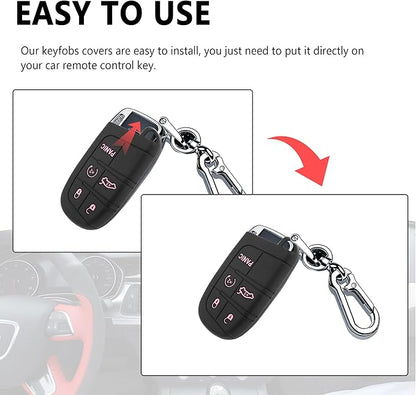 5 Buttons Key Fob Cover,Key Fob Replacement for Protecting Remote Keys,Keys Fob Case Compatible with Jeep Dodge Chrysler (Pink)