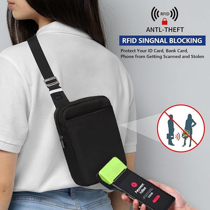 OSOCE Small Sling Bag for Men and Women with RFID Pocket, Anti Theft Crossbody Chest Bag Casual Travel Bag for Hiking