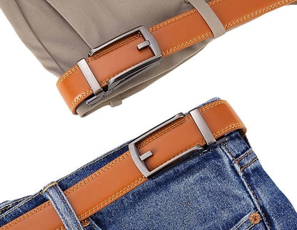 Tonywell Mens Leather Ratchet Belts with Click Buckle Perfect Fit Dress Belt 30mm Wide