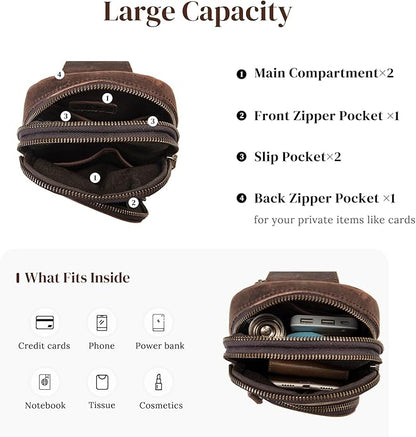 S-ZONE Genuine Leather RFID Blocking Small Sling Bag Women Crossbody Fanny Packs