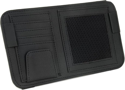 Leather Car Sun Visor Organizer for Or Truck, Sunglasses Holder, Cards Sleeve Pockets Organizer,Visor Document Holder for Car Registration License, Drving License, Insurance, Cards, Pen, Key
