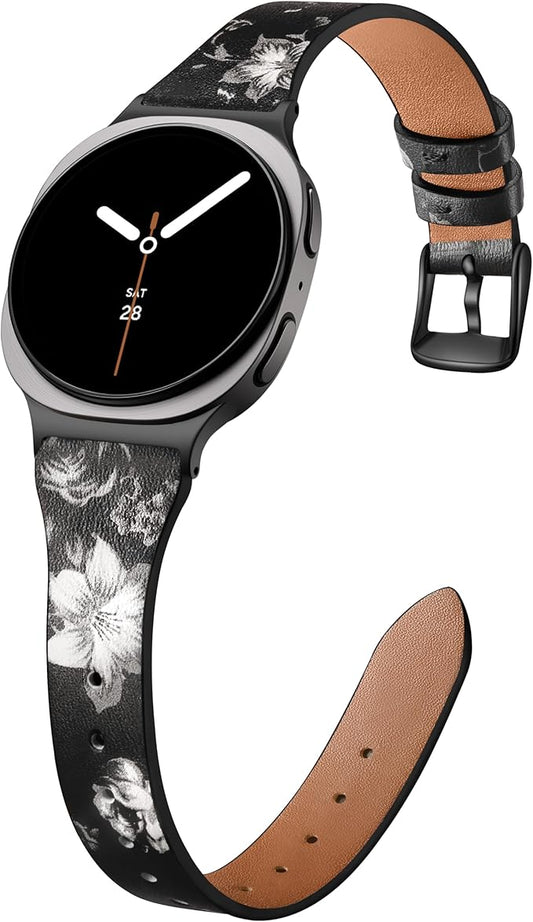 GEAK Slim Leather Band Compatible with Samsung Galaxy Watch 8 40mm 44mm/Watch 8 Classic 46mm, No Gap Adjustable Genuine Leather Replacement Dressy Strap for Samsung Watch 8 Bands Women
