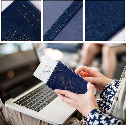 TIGARI Passport Holder for Travel Women Men, Valentines Day Gifts PU Leather Wallet Cover Case Sleeve, Waterproof Protected Document Organizer, Vacation Plane Cruise Travel Essentials