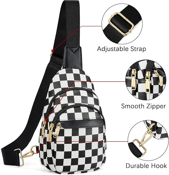 BOSTANTEN Small Sling Bag for Women Leather Crossbody Bags Fanny Pack Chest Bag for Travel