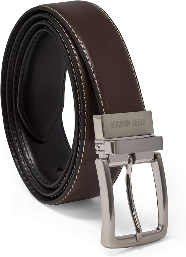 Steve Madden Men's Reversible Men's Dress Casual Every Day Leather Belt