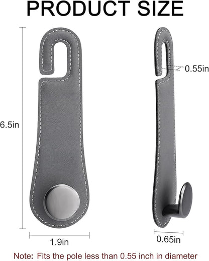 JESTOP Car Headrest Hooks, 2 Pack Leather Car Seat Storage Hanger for Purses Bags, Stylish Car Seat Organizer Hooks for Handbag Coat Umbrellas, Car Inside Accessories, Gray