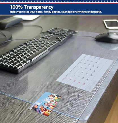 24 X 48 Inch Clear Desk Pad Protector Transparent Desk Mats Blotter on Top of Desks for Laptop Computer Keyboard PVC Vinyl Desktop Writing Mat Cover With Mouse Pad Non-slip Waterproof Wipeable Plastic