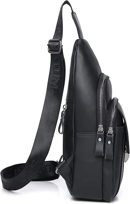 LUKZIJAES Genuine Leather Sling Bag for Men