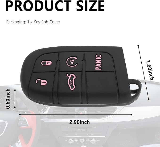 5 Buttons Key Fob Cover,Key Fob Replacement for Protecting Remote Keys,Keys Fob Case Compatible with Jeep Dodge Chrysler (Pink)